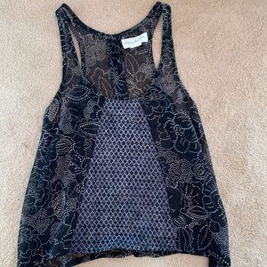 Sheer black and white floral pattern top